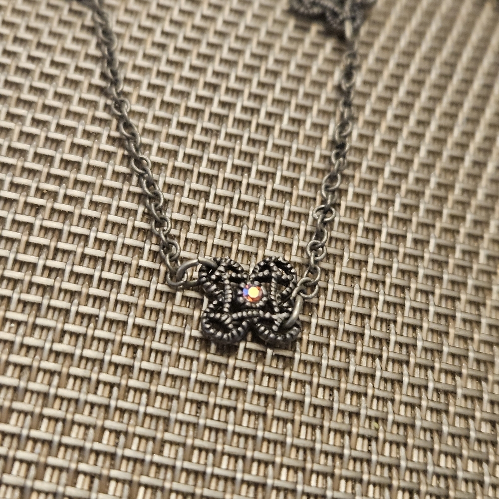 Vintage flower rhinestones choker necklace - Picture 3 of 7